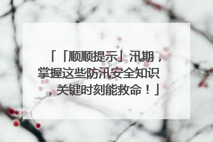 「顺顺提示」汛期，掌握这些防汛安全知识，关键时刻能救命！