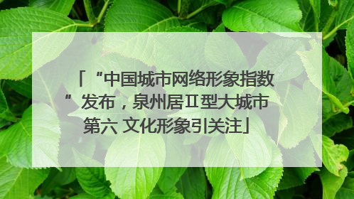 “中国城市网络形象指数”发布，泉州居Ⅱ型大城市第六 文化形象引关注