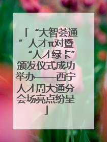 “大智荟通”人才π对暨“人才绿卡”颁发仪式成功举办——西宁人才周大通分会场亮点纷呈