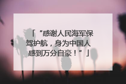 “感谢人民海军保驾护航，身为中国人感到万分自豪！”