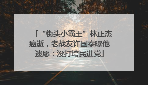 “街头小霸王”林正杰癌逝，老战友许国泰曝他遗愿：没打垮民进党