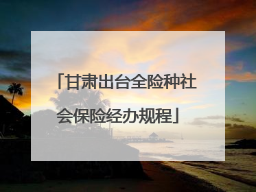 甘肃出台全险种社会保险经办规程