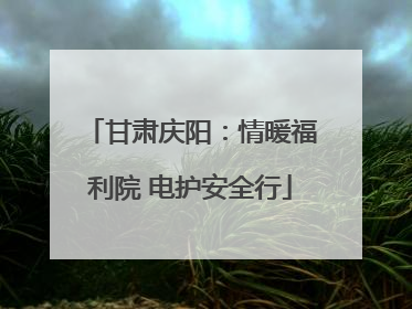 甘肃庆阳：情暖福利院 电护安全行
