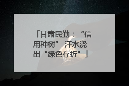 甘肃民勤：“信用种树” 汗水浇出“绿色存折”