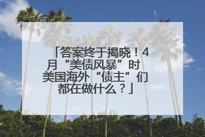 答案终于揭晓！4月“美债风暴”时 美国海外“债主”们都在做什么？