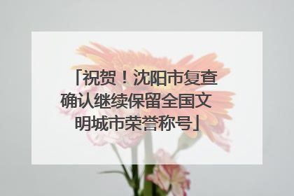 祝贺！沈阳市复查确认继续保留全国文明城市荣誉称号