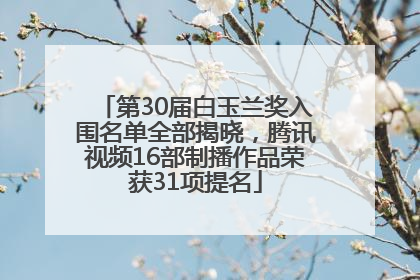 第30届白玉兰奖入围名单全部揭晓，腾讯视频16部制播作品荣获31项提名
