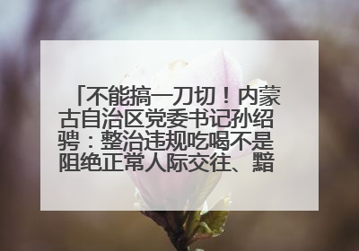不能搞一刀切！内蒙古自治区党委书记孙绍骋：整治违规吃喝不是阻绝正常人际交往、黯淡人间烟火