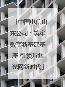 中国电信山东公司：筑牢数字新基建基座 引领万兆光网新时代