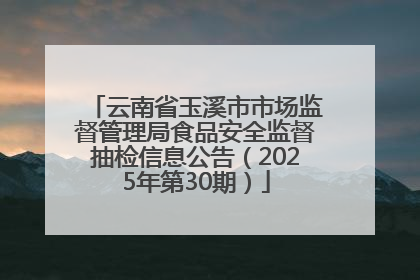 云南省玉溪市市场监督管理局食品安全监督抽检信息公告（2025年第30期）