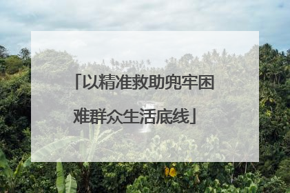以精准救助兜牢困难群众生活底线