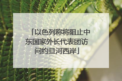 以色列称将阻止中东国家外长代表团访问约旦河西岸