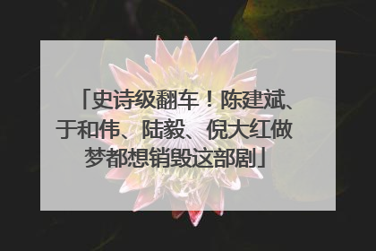 史诗级翻车！陈建斌、于和伟、陆毅、倪大红做梦都想销毁这部剧