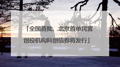 全国首批、北京首单民营创投机构科创债券将发行