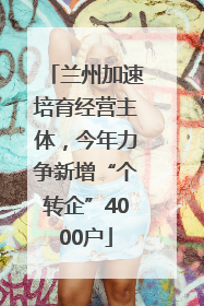 兰州加速培育经营主体，今年力争新增“个转企”4000户