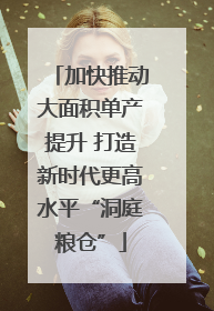 加快推动大面积单产提升 打造新时代更高水平“洞庭粮仓”