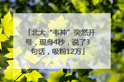 北大“韦神”突然开号，现身4秒，说了3句话，吸粉12万