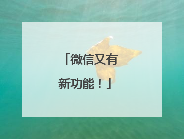 微信又有新功能！