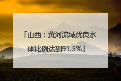 山西：黄河流域优良水体比例达到91.5%