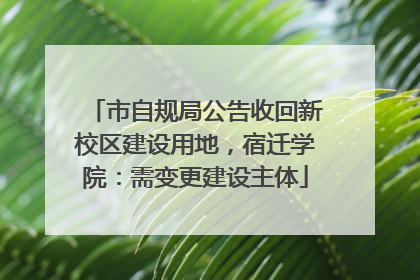 市自规局公告收回新校区建设用地，宿迁学院：需变更建设主体