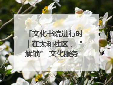 文化书院进行时｜在太和社区，“解锁” 文化服务的N种方式