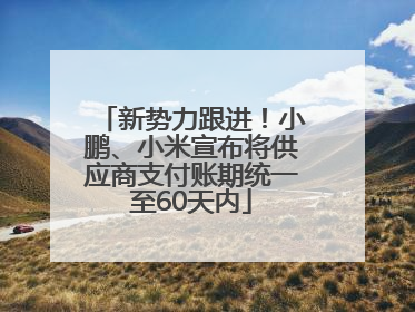 新势力跟进！小鹏、小米宣布将供应商支付账期统一至60天内