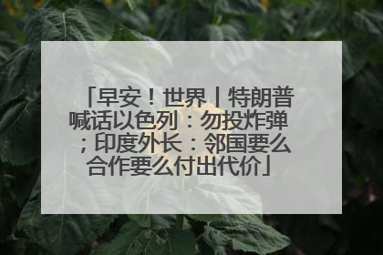 早安！世界丨特朗普喊话以色列：勿投炸弹；印度外长：邻国要么合作要么付出代价
