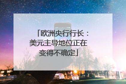 欧洲央行行长：美元主导地位正在变得不确定