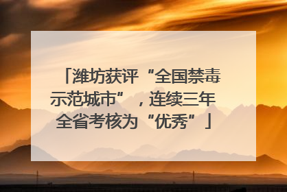 潍坊获评“全国禁毒示范城市”，连续三年全省考核为“优秀”