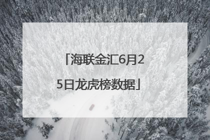 海联金汇6月25日龙虎榜数据