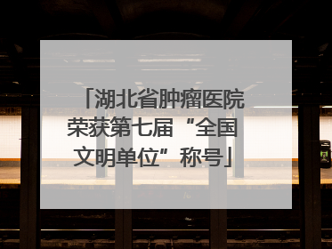 湖北省肿瘤医院荣获第七届“全国文明单位”称号