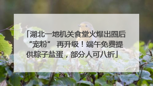 湖北一地机关食堂火爆出圈后“宠粉” 再升级！端午免费提供粽子盐蛋，部分人可八折