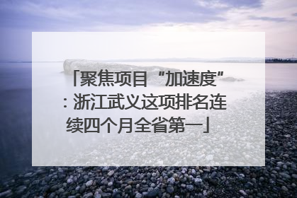 聚焦项目“加速度”：浙江武义这项排名连续四个月全省第一