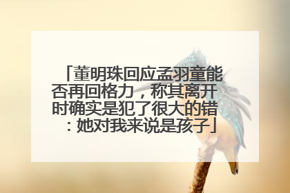 董明珠回应孟羽童能否再回格力，称其离开时确实是犯了很大的错：她对我来说是孩子