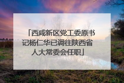 西咸新区党工委原书记杨仁华已调往陕西省人大常委会任职