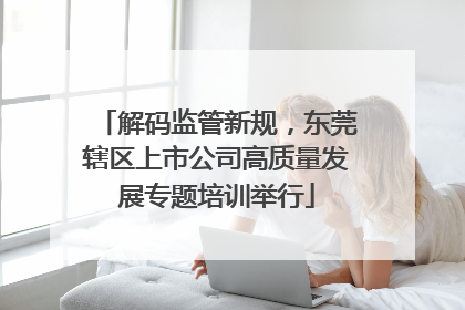 解码监管新规，东莞辖区上市公司高质量发展专题培训举行