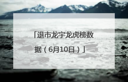 退市龙宇龙虎榜数据（6月10日）