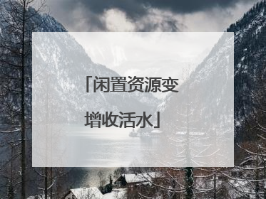 闲置资源变增收活水