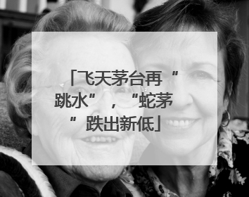 飞天茅台再“跳水”，“蛇茅”跌出新低