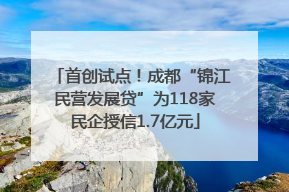 首创试点！成都“锦江民营发展贷”为118家民企授信1.7亿元