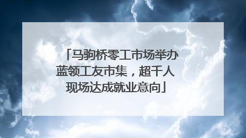 马驹桥零工市场举办蓝领工友市集，超千人现场达成就业意向
