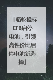 骆驼橙标EFB启停电池：引领高性价比启停电池新选择