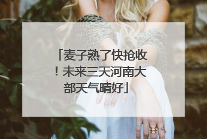 麦子熟了快抢收！未来三天河南大部天气晴好