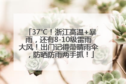 37℃！浙江高温+暴雨，还有8-10级雷雨大风！出门记得带晴雨伞，防晒防雨两手抓！
