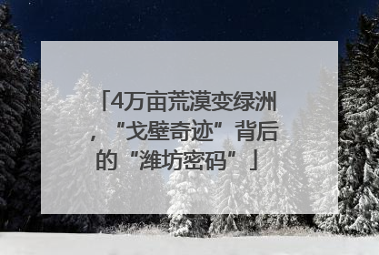 4万亩荒漠变绿洲，“戈壁奇迹”背后的“潍坊密码”