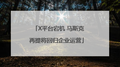 X平台宕机 马斯克再提将回归企业运营